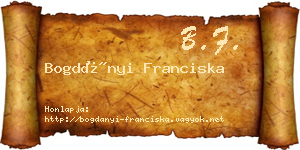 Bogdányi Franciska névjegykártya